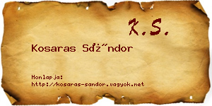 Kosaras Sándor névjegykártya