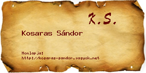 Kosaras Sándor névjegykártya